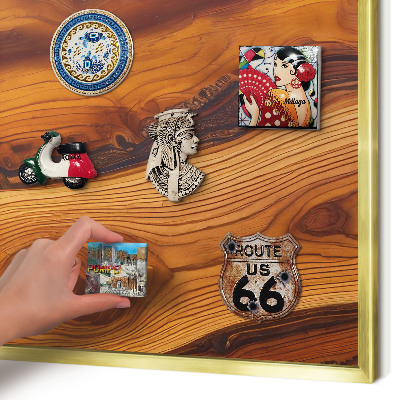 Magnetisch bord voor reismagneten met gouden lijst Houten ringen