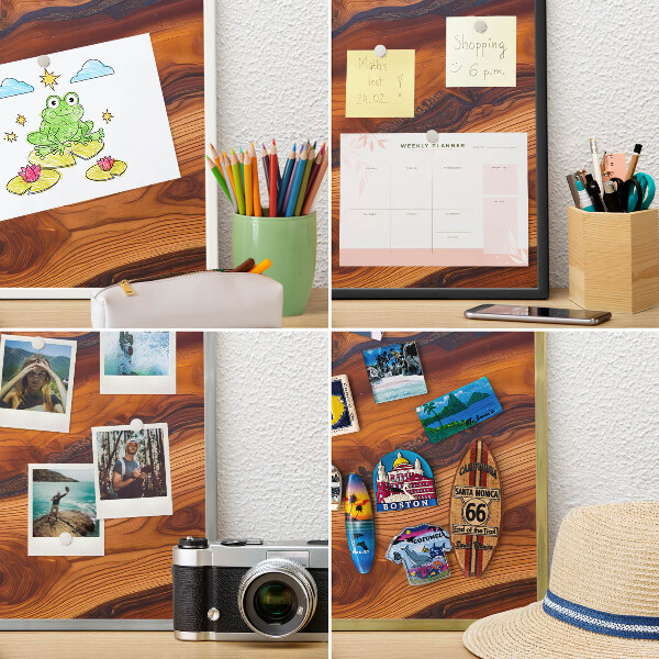 Magnetisch bord voor reismagneten met gouden lijst Houten ringen
