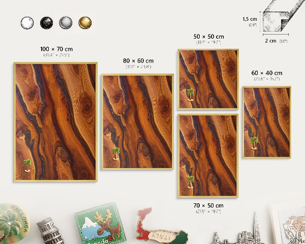 Magnetisch bord voor reismagneten met gouden lijst Houten ringen