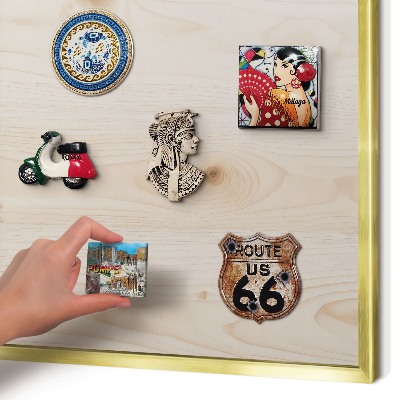 Magnetisch bord voor reismagneten met gouden lijst Houten patroon