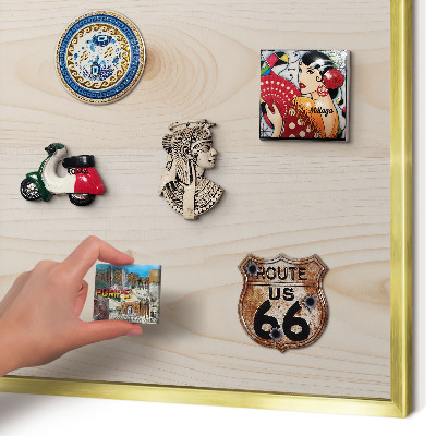 Magnetisch bord voor reismagneten met gouden lijst Houten patroon