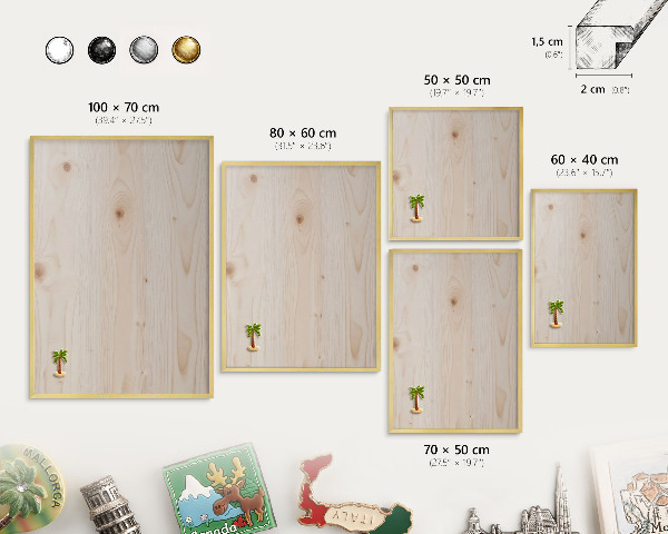 Magnetisch bord voor reismagneten met gouden lijst Houten patroon