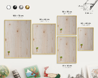 Magnetisch bord voor reismagneten met gouden lijst Houten patroon