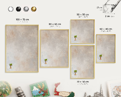 Metalen magneetbord met lijst in het goud Neutrale achtergrond