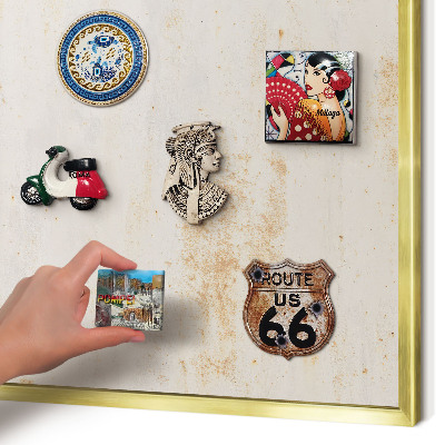 Magnetisch bord voor reismagneten met gouden lijst Roestige textuur