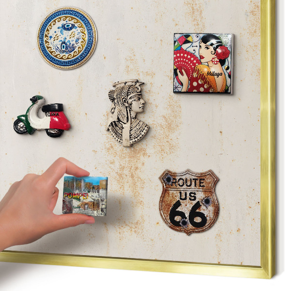 Magnetisch bord voor reismagneten met gouden lijst Roestige textuur