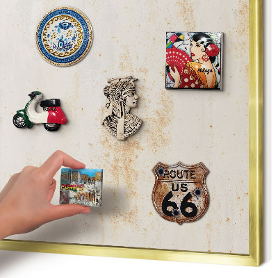 Magnetisch bord voor reismagneten met gouden lijst Roestige textuur