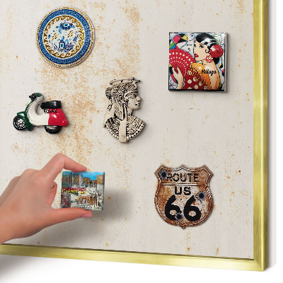 Magnetisch bord voor reismagneten met gouden lijst Roestige textuur