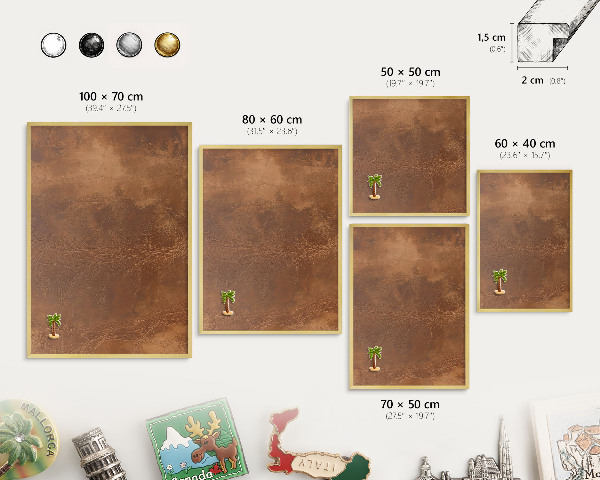 Metalen magneetbord met lijst in het goud Bruine textuur