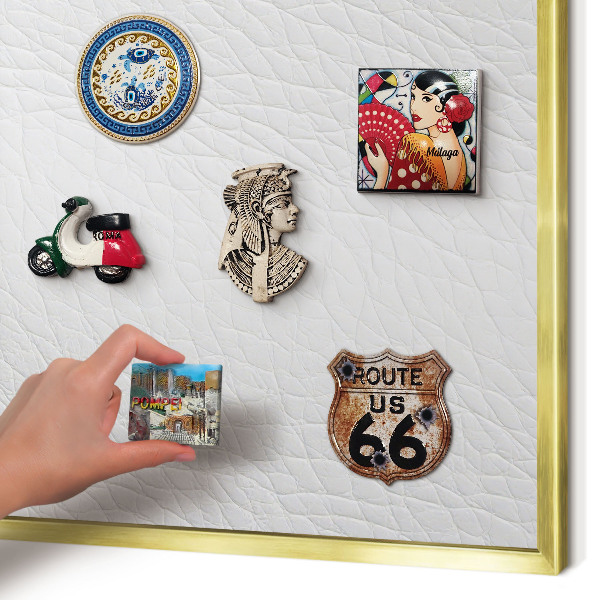 Magnetisch bord voor reismagneten met gouden lijst Elegante textuur