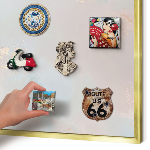 Metalen magneetbord met lijst in het goud Pastel harmonie