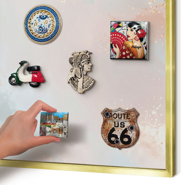 Metalen magneetbord met lijst in het goud Pastel harmonie