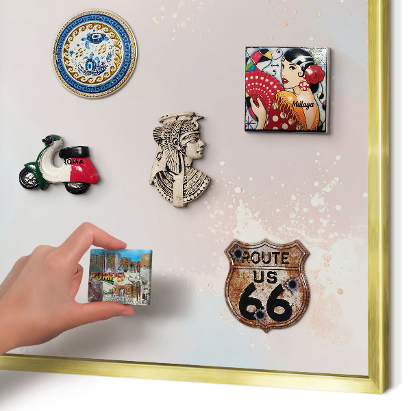 Metalen magneetbord met lijst in het goud Pastel harmonie