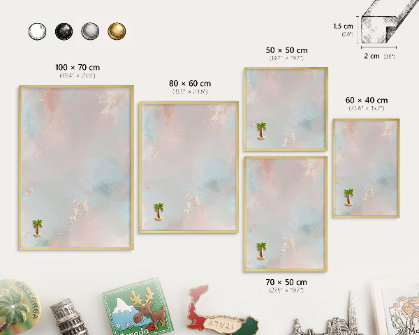 Metalen magneetbord met lijst in het goud Pastel harmonie