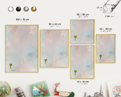 Metalen magneetbord met lijst in het goud Pastel harmonie