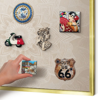 Magnetisch bord voor reismagneten met gouden lijst Mandala-patroon