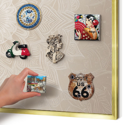 Magnetisch bord voor reismagneten met gouden lijst Mandala-patroon