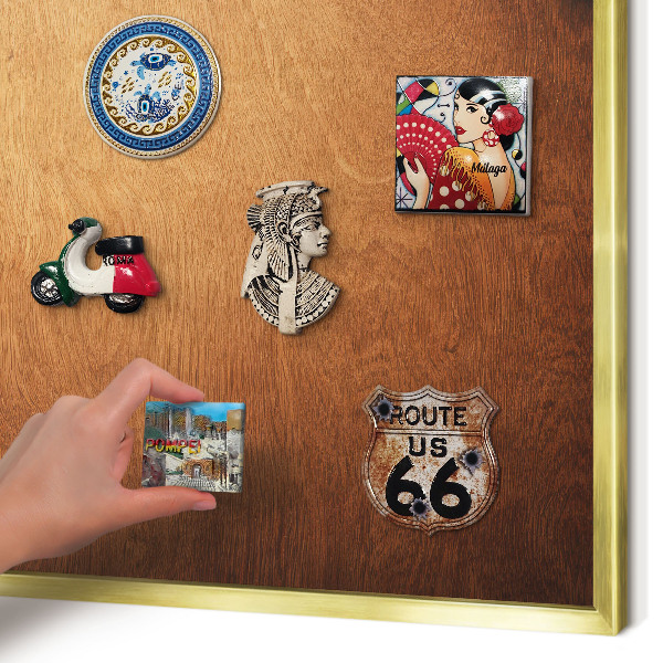 Magnetisch bord voor reismagneten met gouden lijst Houtstructuur