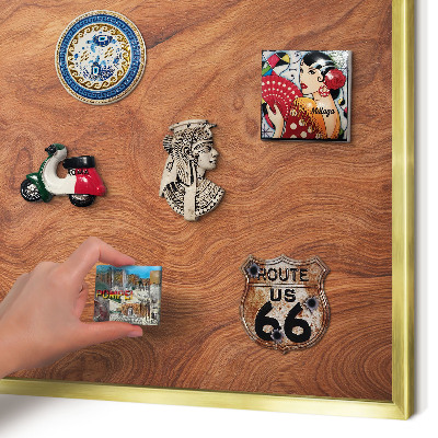 Metalen magneetbord met lijst in het goud Houtnerf
