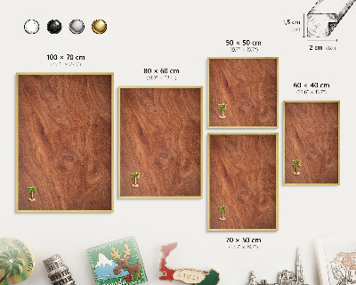Metalen magneetbord met lijst in het goud Houtnerf