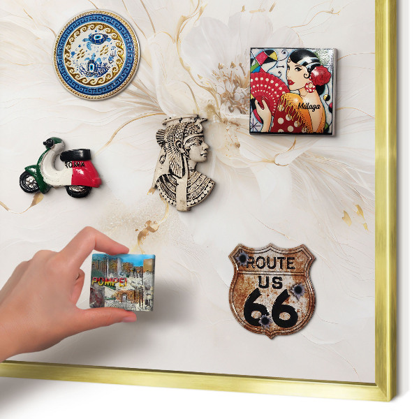 Magnetisch bord voor reismagneten met gouden lijst Bloemige elegantie