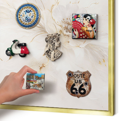 Magnetisch bord voor reismagneten met gouden lijst Bloemige elegantie