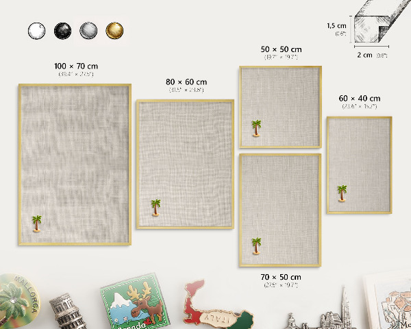 Metalen magneetbord met lijst in het goud Subtiele elegantie