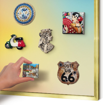 Magnetisch bord voor reismagneten met gouden lijst Kleurovergang