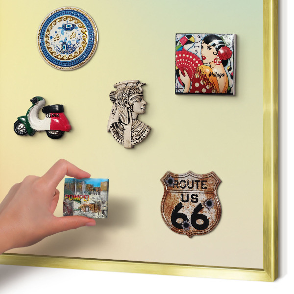 Magnetisch bord voor reismagneten met gouden lijst Kleurovergang