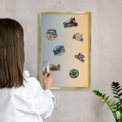 Metalen magneetbord met lijst in het goud Pastelkleurige overgang