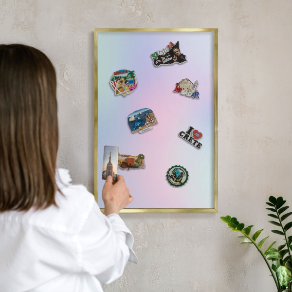 Metalen magneetbord met lijst in het goud Pastelkleurige overgang