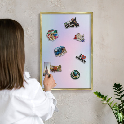 Metalen magneetbord met lijst in het goud Pastelkleurige overgang