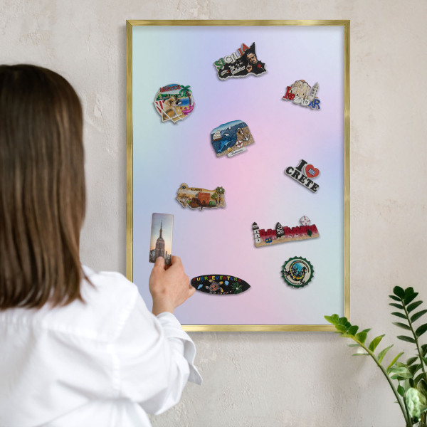 Metalen magneetbord met lijst in het goud Pastelkleurige overgang