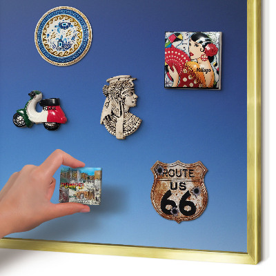 Magnetisch bord voor reismagneten met gouden lijst Blauwe kleurovergangen