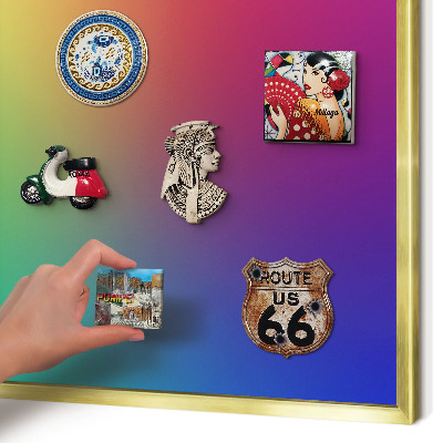 Metalen magneetbord met lijst in het goud Regenbooggradient
