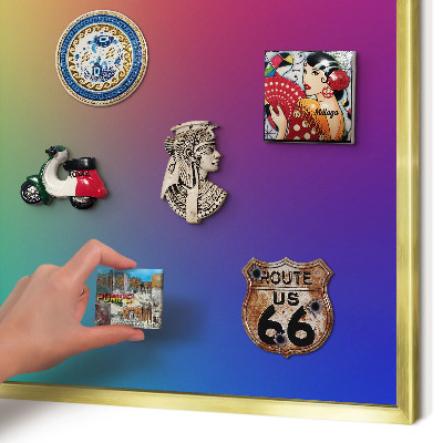 Metalen magneetbord met lijst in het goud Regenbooggradient