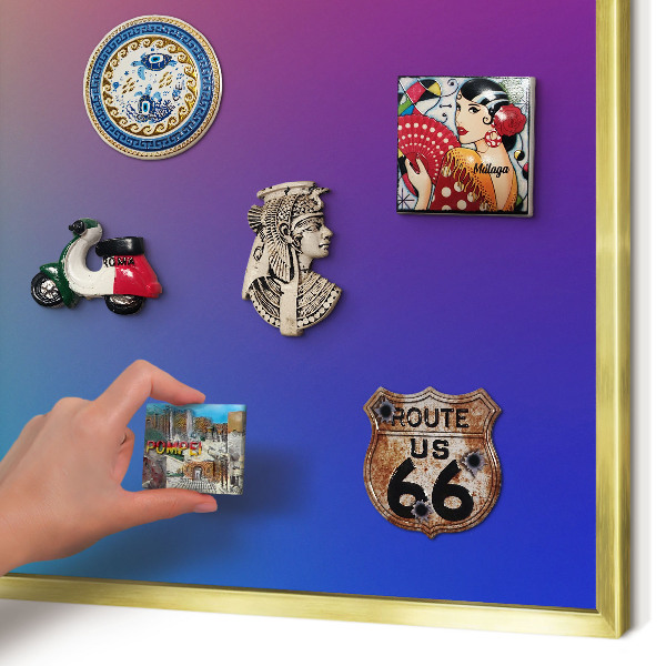 Metalen magneetbord met lijst in het goud Regenbooggradient