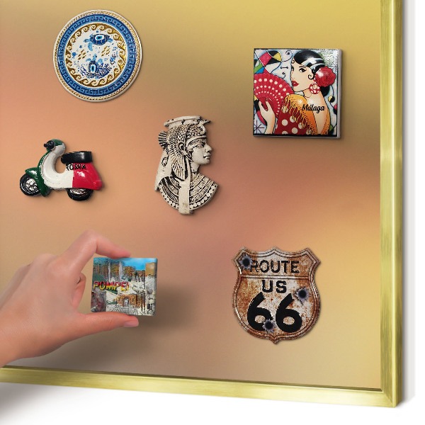 Magnetisch bord voor reismagneten met gouden lijst Kleurrijke gloed