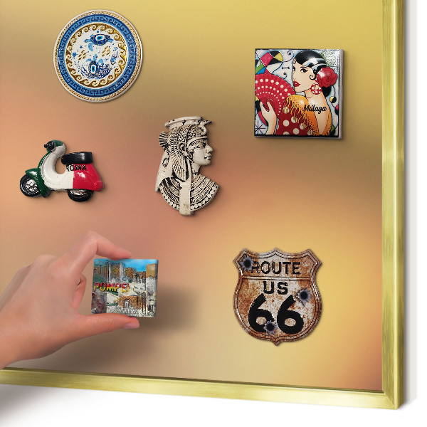 Magnetisch bord voor reismagneten met gouden lijst Kleurrijke gloed