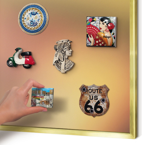 Magnetisch bord voor reismagneten met gouden lijst Kleurrijke gloed