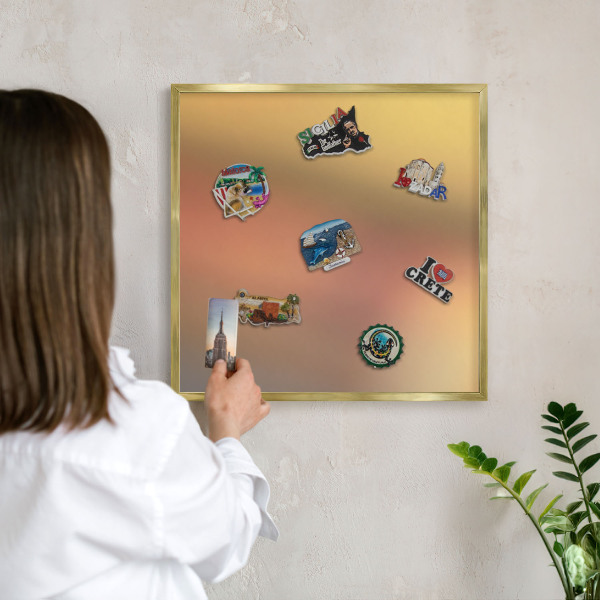 Magnetisch bord voor reismagneten met gouden lijst Kleurrijke gloed
