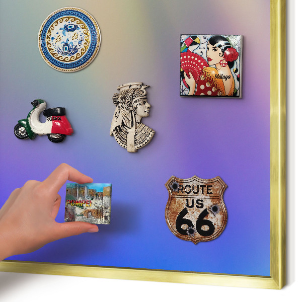 Metalen magneetbord met lijst in het goud Subtiele kleurovergang