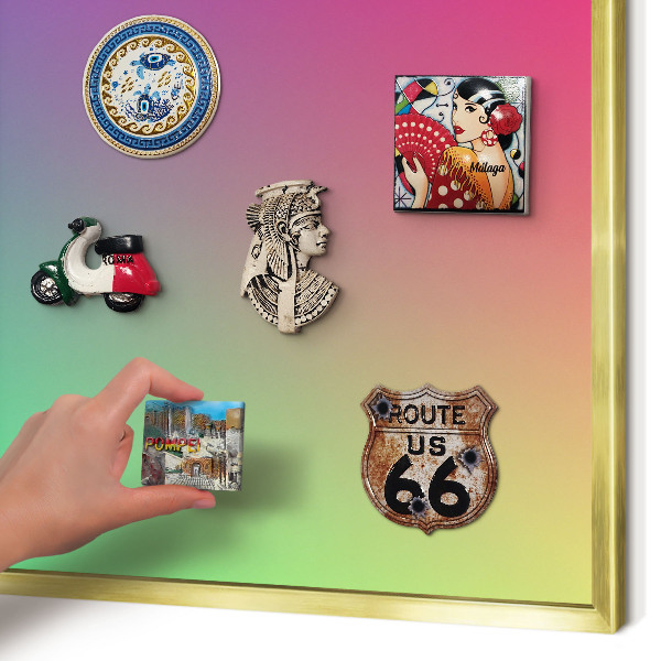 Magnetisch bord voor reismagneten met gouden lijst Kleurrijk verloop