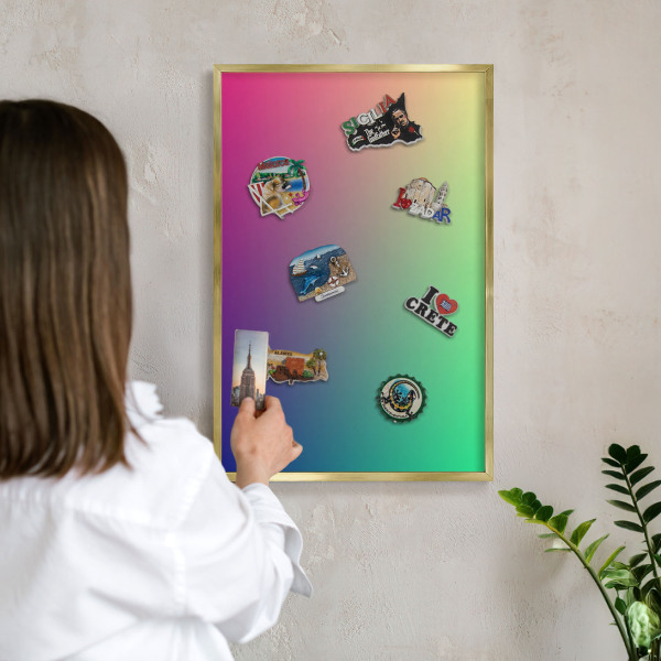 Magnetisch bord voor reismagneten met gouden lijst Kleurrijk verloop