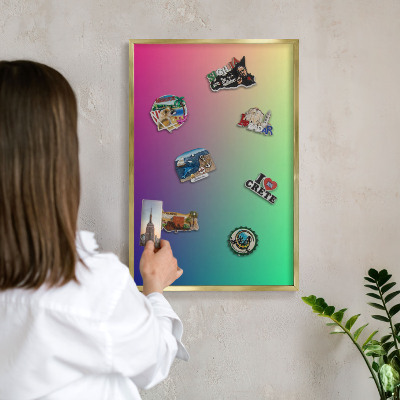 Magnetisch bord voor reismagneten met gouden lijst Kleurrijk verloop