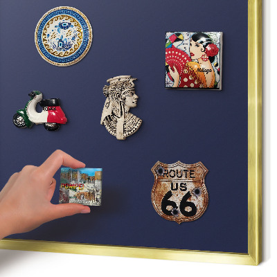 Magnetisch bord voor reismagneten met gouden lijst Donker marineblauw