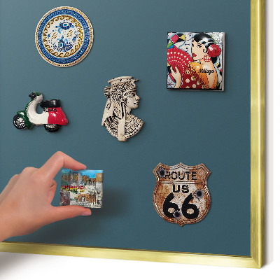 Metalen magneetbord met lijst in het goud Donker turkoois