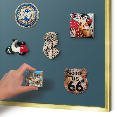 Metalen magneetbord met lijst in het goud Donker turkoois