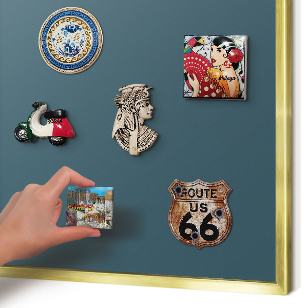 Metalen magneetbord met lijst in het goud Donker turkoois