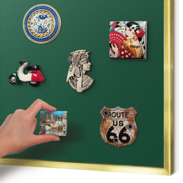 Magnetisch bord voor reismagneten met gouden lijst Flesgroen